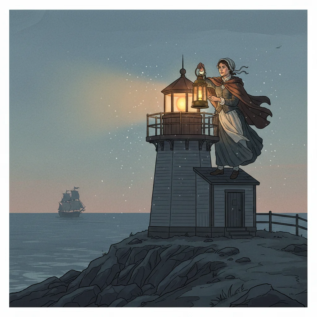 Illustration of Hannah Thomas at Gurnet Point lighthouse