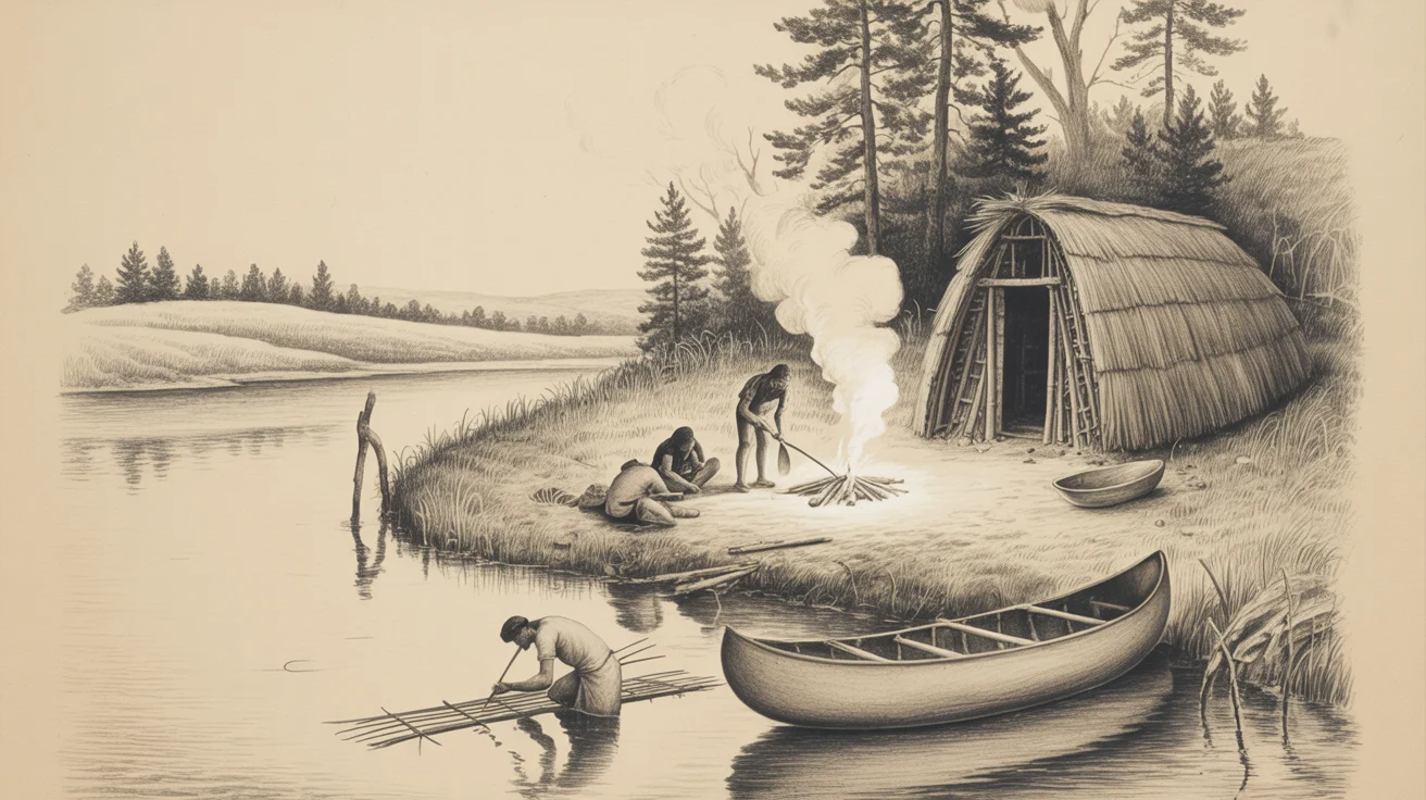 Illustration of Indigenous life along Kingston waterways